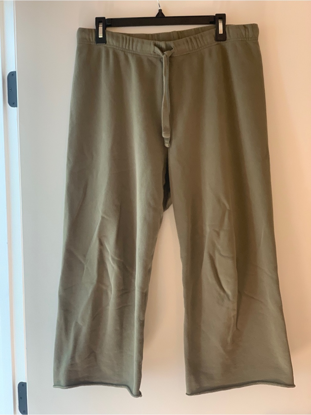 Frank & Eileen Olive Wide-Leg Drawstring Track Pants SZ large